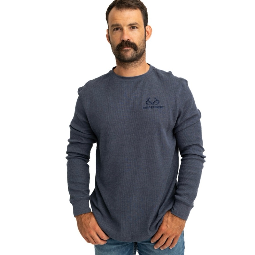 REALTREE MEN'S HIGHWAYMAN NAVY WORK THERMAL LONG SLEEVE SHIRT LARGE NWT